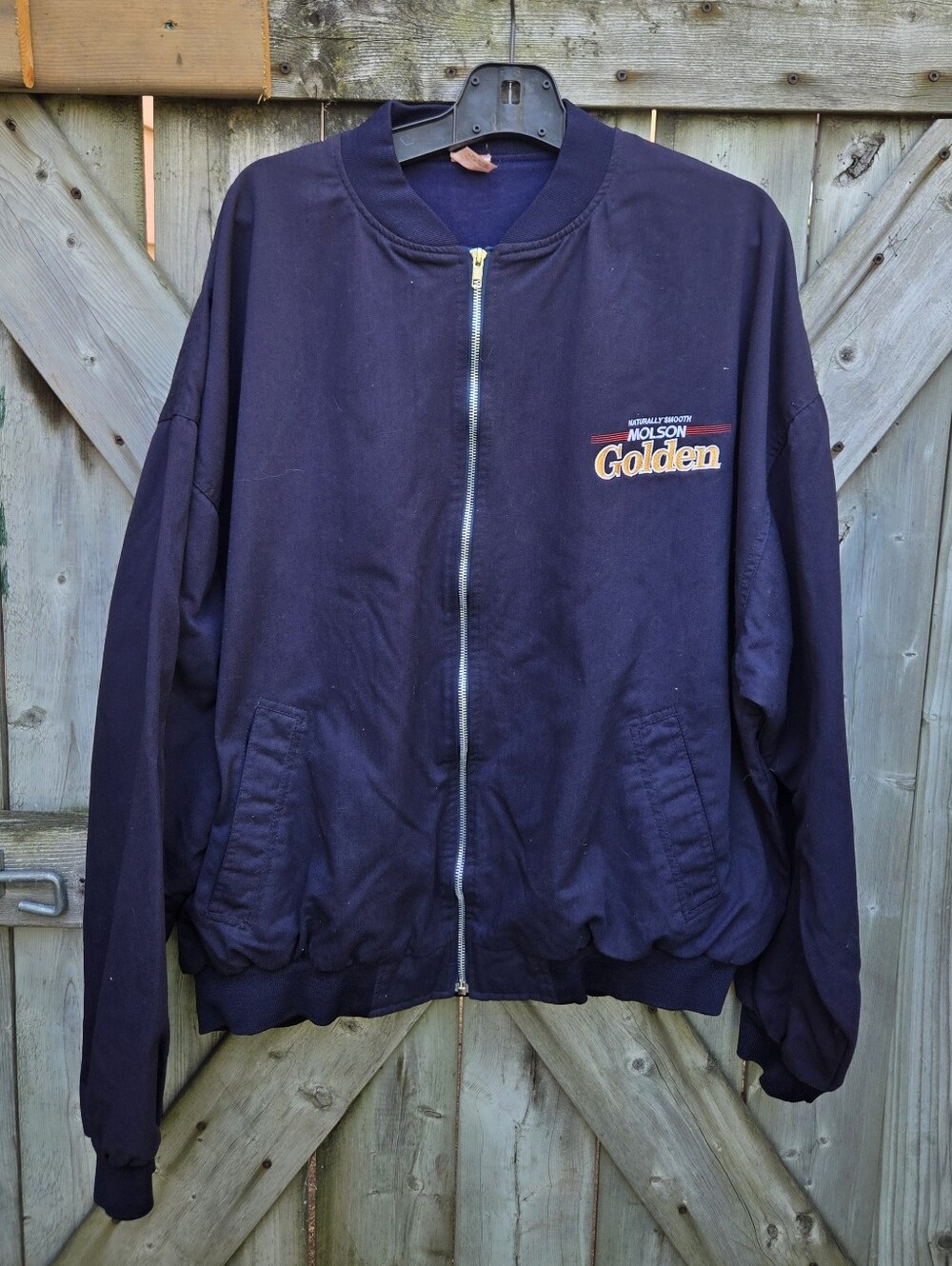 Vintage Simple Molson Golden Bomber Jacket XXL made in Canada.